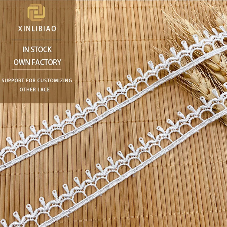 Wearable Woven Tape Embroidered Lace Trim Water Soluble 100% Polyester Lace for Clothing Shoes & Bags