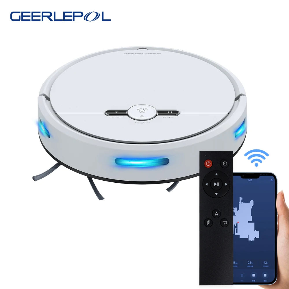 Robot Vacuum and Mop 2000Pa Robotic Vacuum Cleaner App & Remote Control Ldeal for Hard Floor Carpet Pet Hair Self-Charge