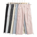 Manufacturer Low Price Breathable Casual Multi-pocket Double Drawstring Quick Dry Wide-leg Overalls