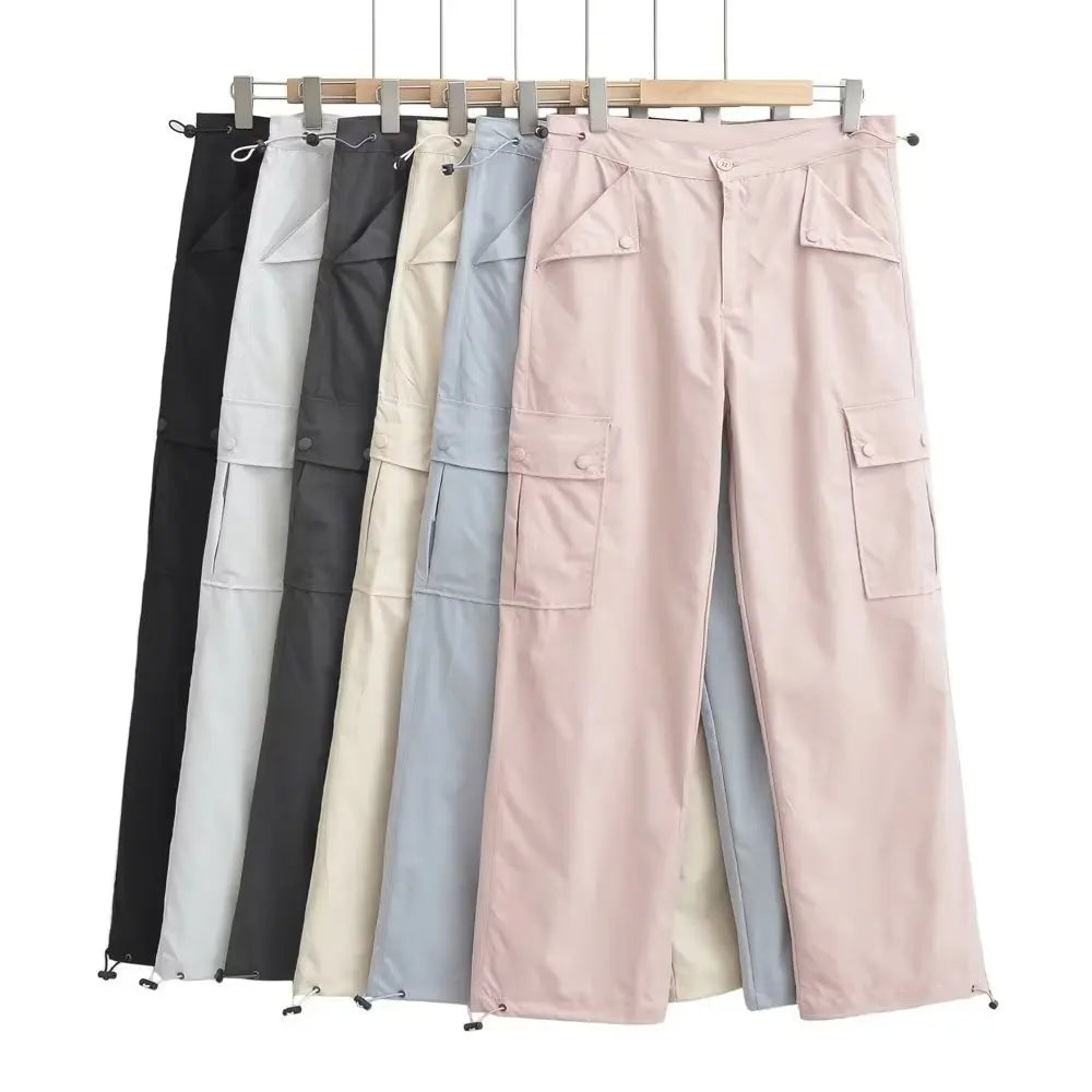 Manufacturer Low Price Breathable Casual Multi-pocket Double Drawstring Quick Dry Wide-leg Overalls