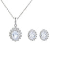 Flower Stud Earrings and Necklace Set in Real Silver 925 Wedding Jewelry Set for Women