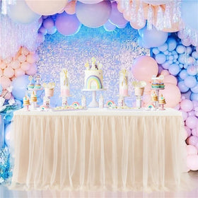 Factory Direct Wholesale Tutu Table Skirt Decoration Birthday Buffet Tulle Square Table Skirts for Wedding Event Party