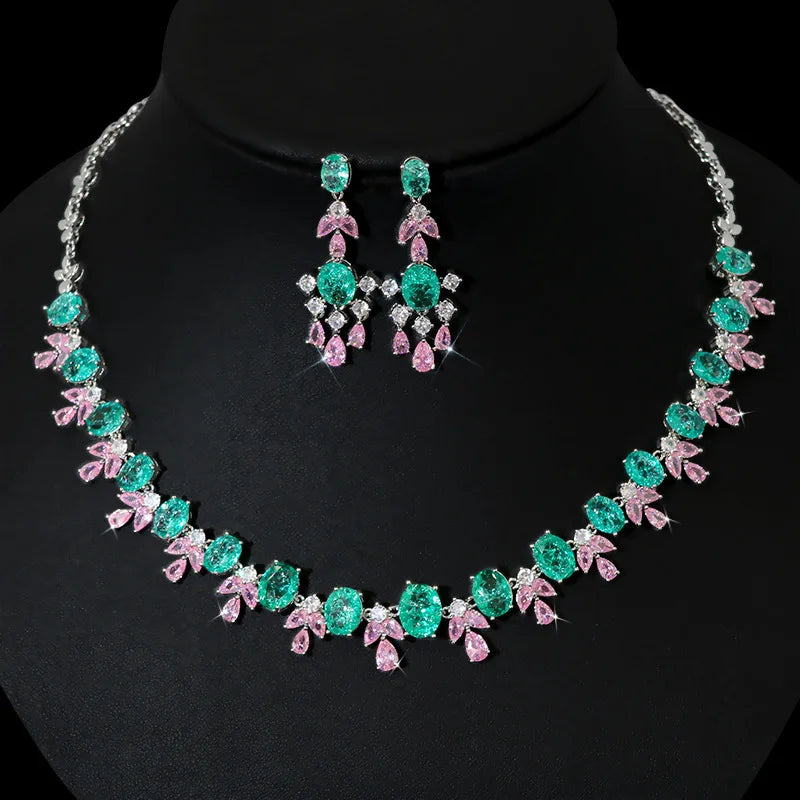 Jachon New High-quality Zircon Bridal Collarbone Chain Casual Tassel Earrings Set