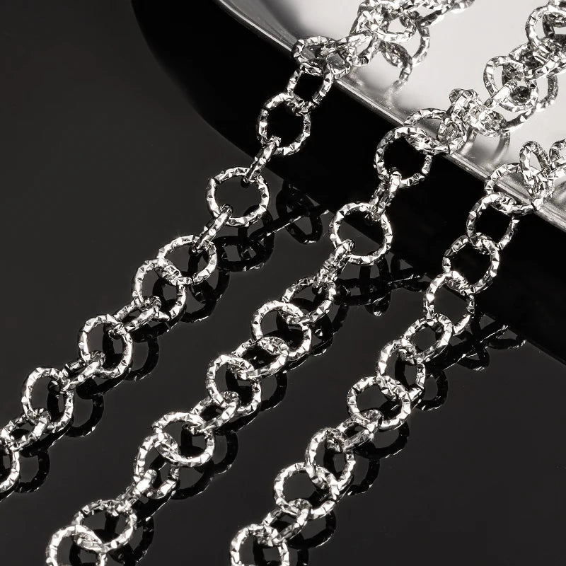 Wholesale 7mm Stainless Steel Full Star Circle Chain Textured Metal Twist Round Ring for DIY Jewelry Making & Decoration