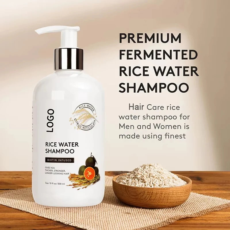 Moisturizing Anti Hair Loss Hair Growth Hair Care Biotin Infused Rice Water Shampoo for Men and Women