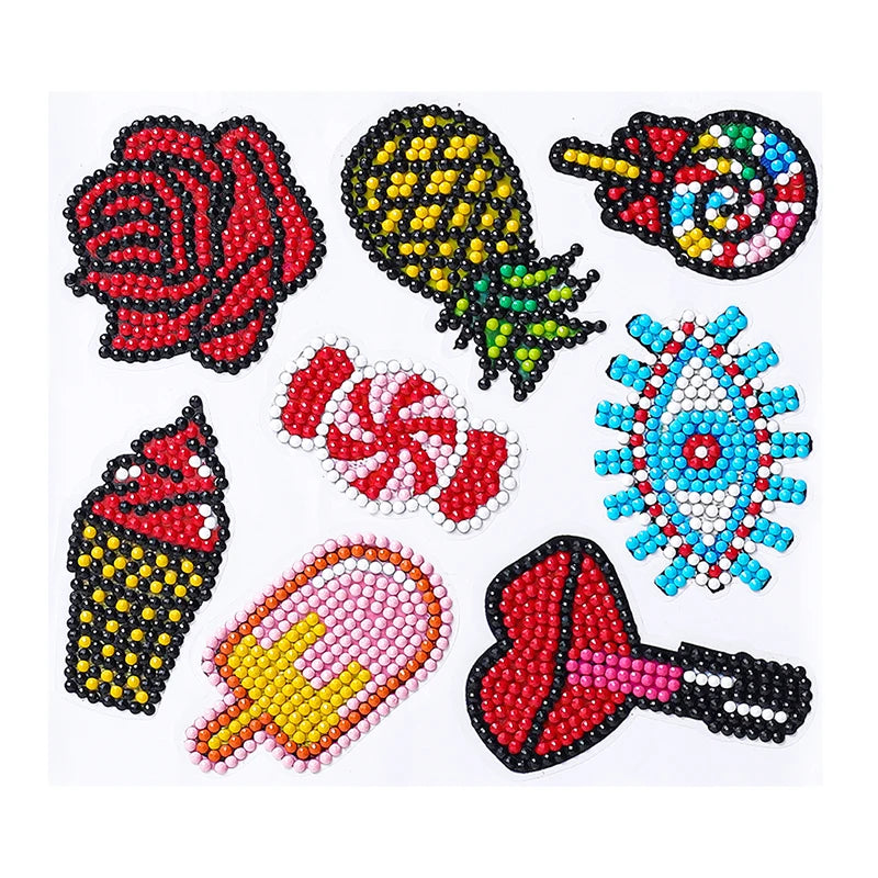 5D DIY Diamond Painting Craft Sticker Kits for Kids Cartoon Stickers Stick Paint with Diamonds by Numbers Cute Insect Animals