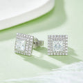 S93 Abiding Jewelry Wholesale Square Cut 1CT Moissanite Diamond 925 Sterling Silver Custom Double Halo Stud Earrings
