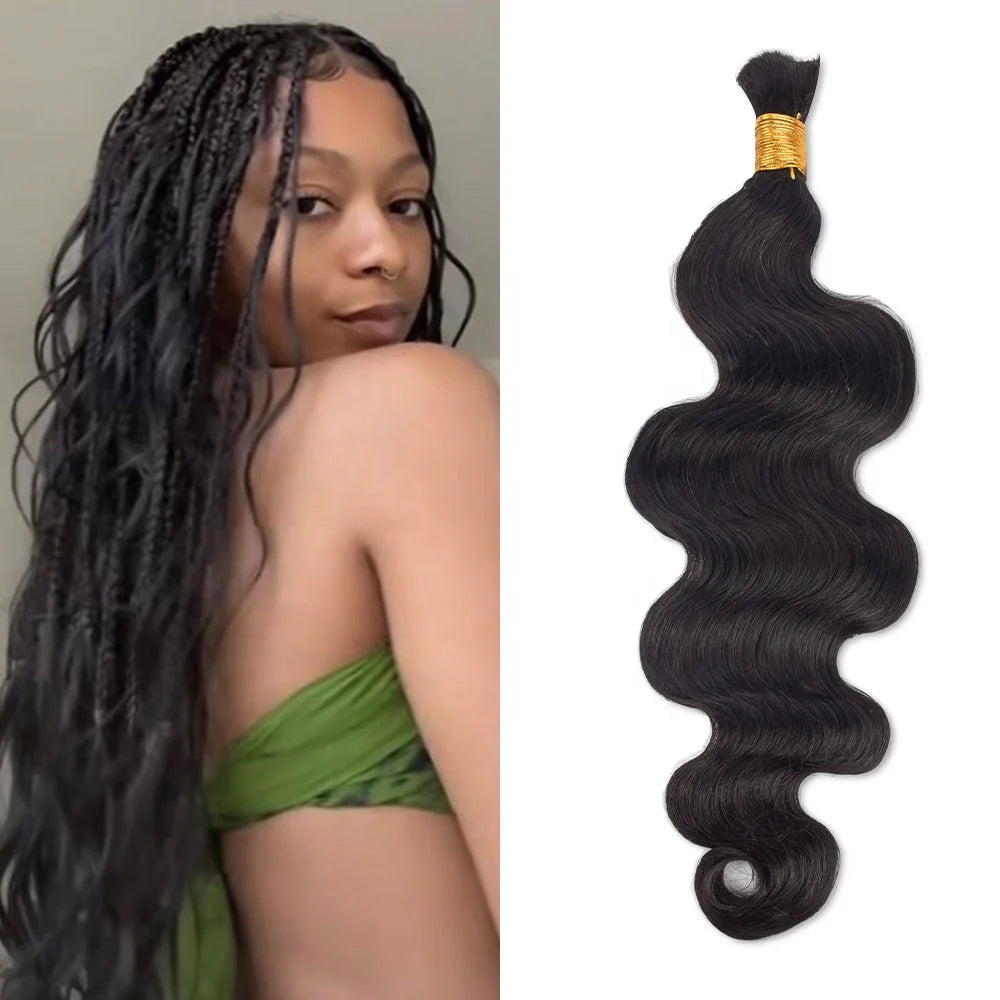 Body Wave Bulk Human Braiding Hair for Boho Braids Knotless Micro Curly No Weft 12a Remy Human Hair Extensions for Black Women
