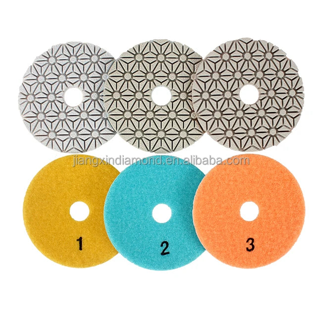 TURESHINE 4 Inch 3-Step Wet Diamond Resin+Diamond Powder Polishing Buffing Pads for Marble ISO9001 Certified OEM Customizable