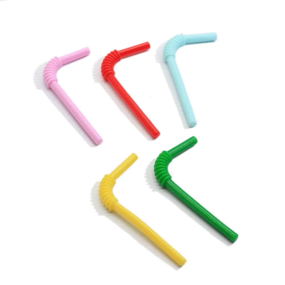 Doll House Miniature Bent Drink Straw Simulation Model Toys for Mini Drink Beverage Cup Decoration Accessories