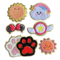 Hot Sale Iron On/self Sticker Gold Glitter Edge Embroidered  Cute Cartoon Sun Paw Cloud rainbow Star Chenille Patch
