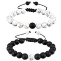 2024 Black Matte Agate Beaded Bracelet Natural Stone for Couples Trendy Wedding & Party Gift Unisex