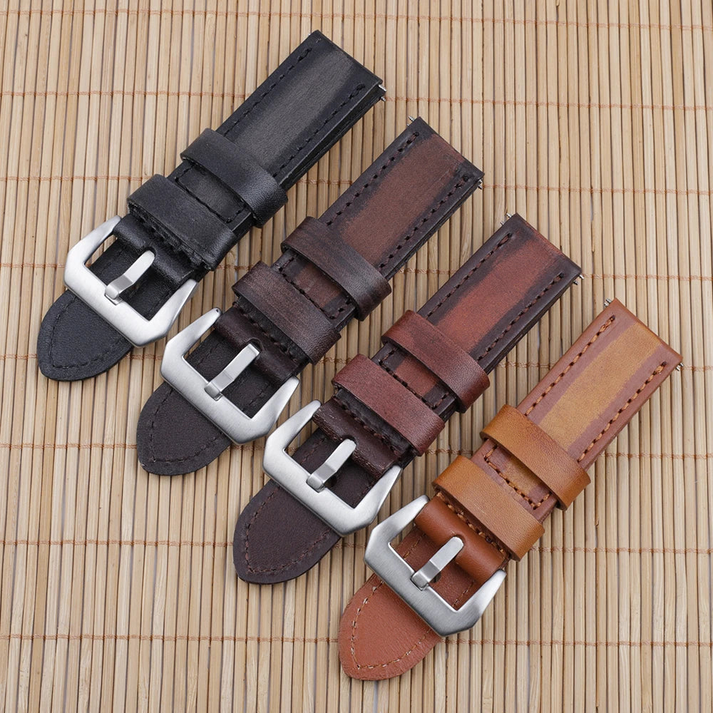 Watch Accessories Leather Watch Strap Band 24mm Hand-stained Vegetable-tanned Vintage Leather Watch Straps