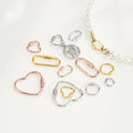 Minimalism Heart Keychain 925 Sterling Silver Polished Hollow Oval Connection Clasp for Jewelry Making Accessories
