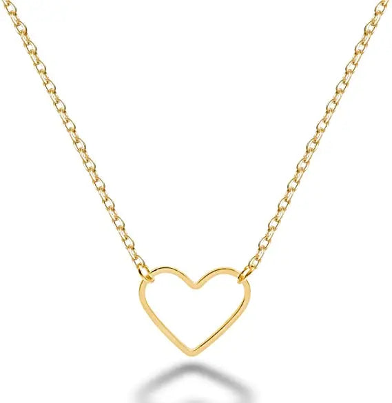 14k Real Pure Solid Gold Heart Shape Lettering Guangdong Link Chain Trendy Wedding Necklace Fine Jewelry for Female