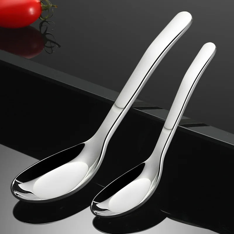 Wholesale 316 Stainless Steel Flat Bottom Serving Spoon Kitchen Dessert Cutlery Set Silverware Mirror Polished Serving Spoon