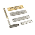 Custom Sewing Engraved Stainless Steel Garment Brand Logo Tag Charm Embossed Metal Custom Clothing Labels