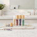 High Quality Lip Oil Tube Luxury Travel Size Refillable 10ml Gemstone Roll on Perfume Oil Bottle with Gemstone Roller Ball