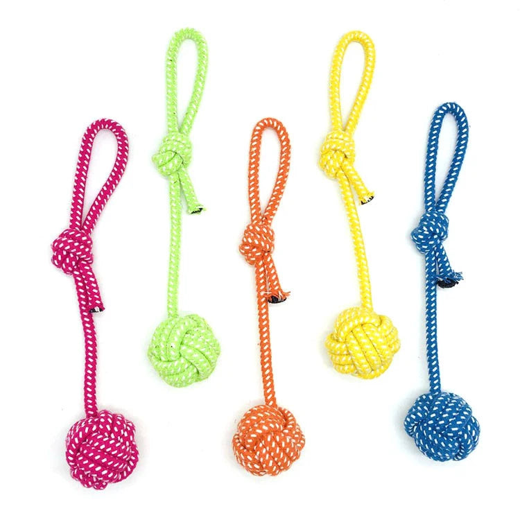 Drop Shot Bite Resistant Tight Weave Knot Tassel Interactive Pet Dog Cat Chew Bite Cotton Rope Toys