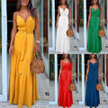 Fashion Women Summer Dress Boho Style Sleeveless Strappy Female Girls Dresses V-neck Bandage Party Beach Dress Feminine Les Robe
