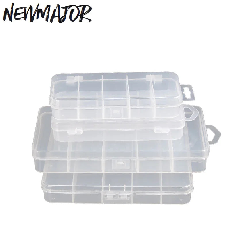 NEWMAJOR 5 Compartments Plastic Waterproof Fishing Tackle Box Outdoor Storage Case Organizer OPP Bag River Use 6 Sizes Available