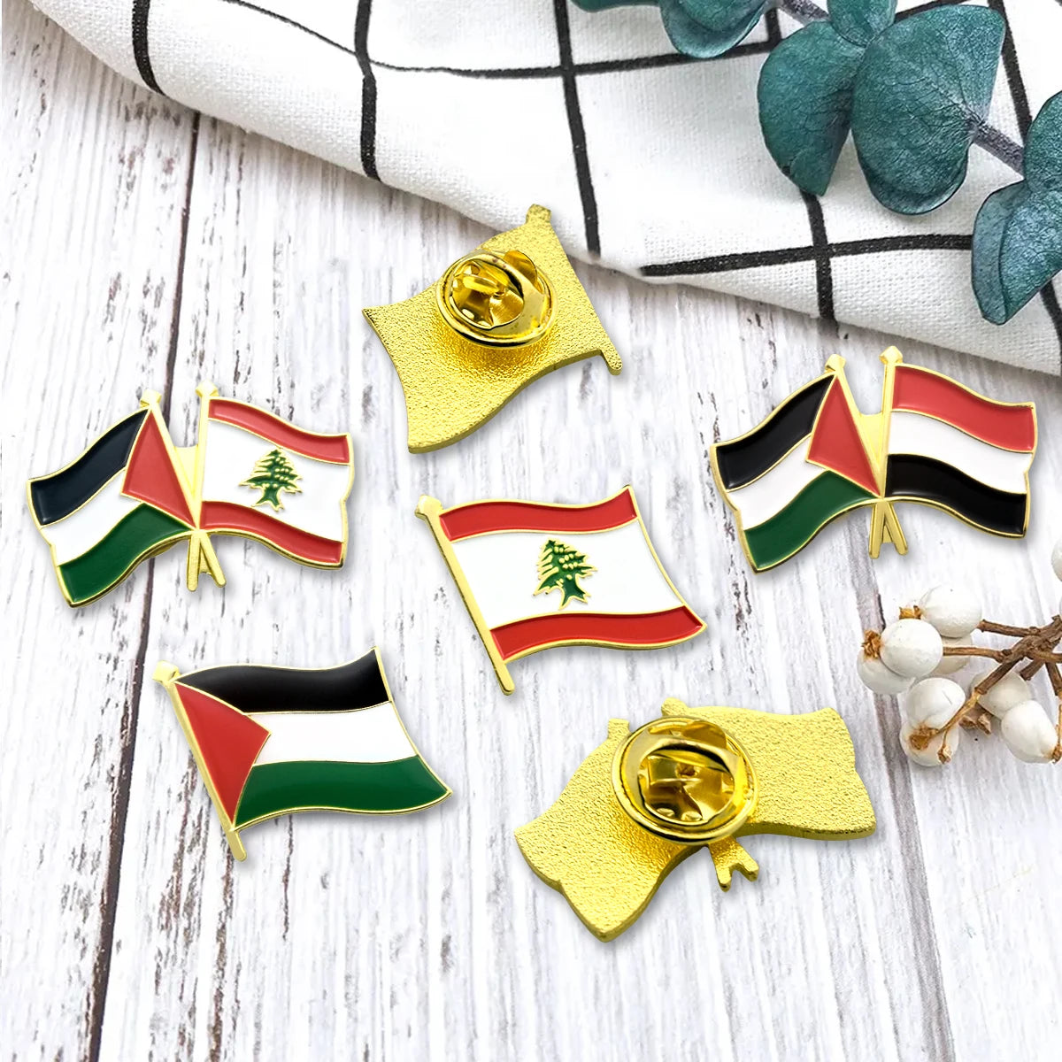 Promotion Gifts Free Palestine Gold-Plated Enamel Label Pins Metal National Flag Hijab Brooch Collectible Pins
