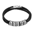 Custom Jewelry Wholesale Customized Multi Layer Braided Family Name Leather Bracelet for Men Dad Father Day Gift