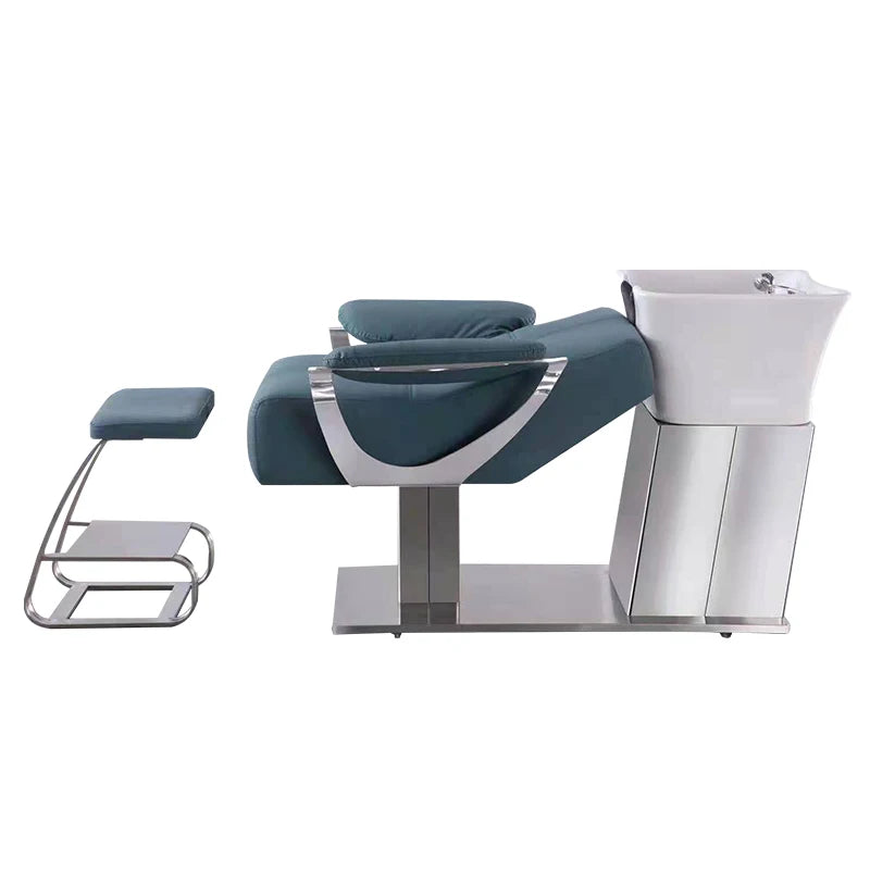 Hair Salon Equipment Shampoo Bed Rinse Wash Shampoo Chair With Ceramic Bowl Sink