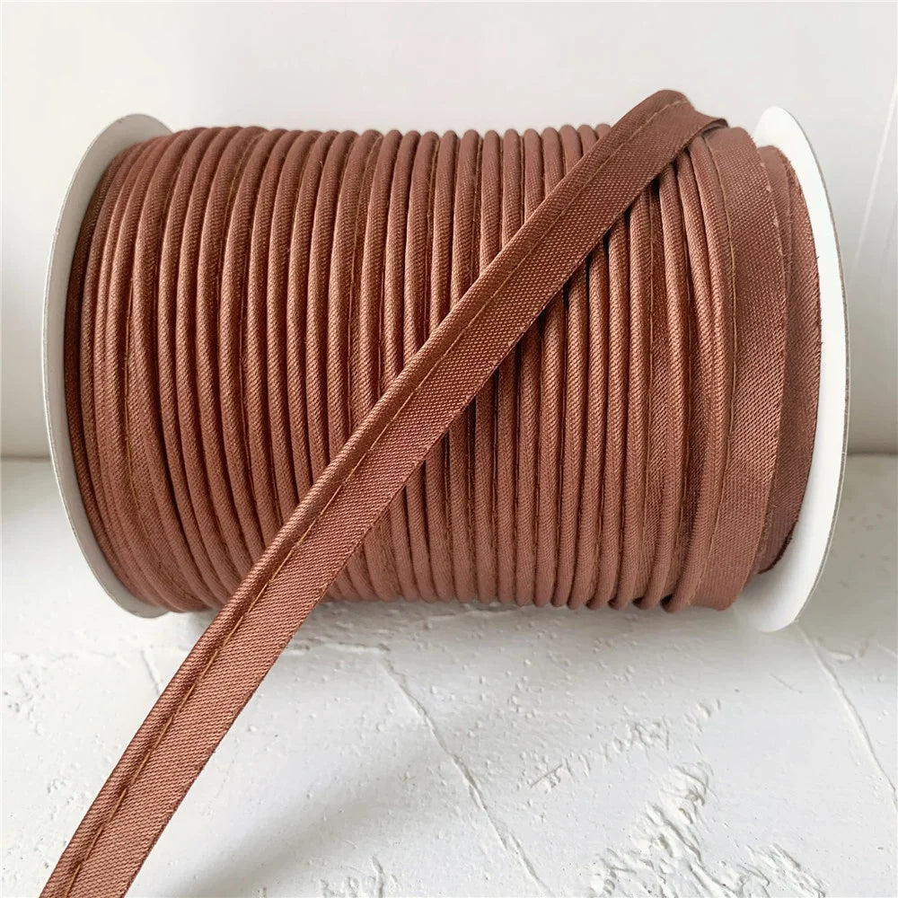 Solid Colored 100% Polyester Satin Bias Binding Tape 10mm High Tenacity Sewing Piping Insertion Cord Flange Clothing Bags
