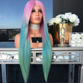 Transparent HD for Lace Front Wigs 180% Density Long Rainbow Color Virgin Brazilian Human Hair Middle Part Natural Hairline
