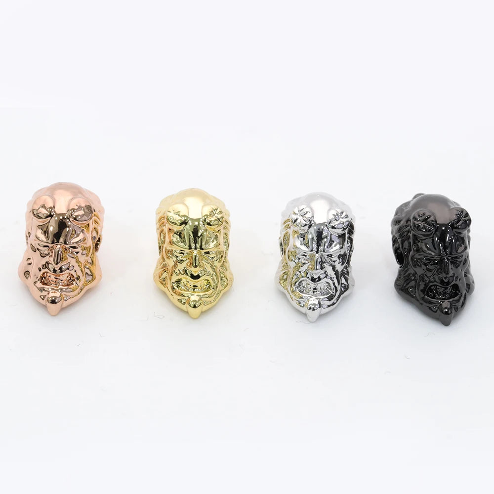 CZ Micro Pave Skull-Shaped Copper Space Beads Men's Bracelet Charms