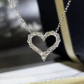 Huitan 2 Style Hollow Cubic Heart Pendant Necklace Women Lady Wholesale Hot Macro Pave Diamonds Silver CZ Sweet Heart Necklaces