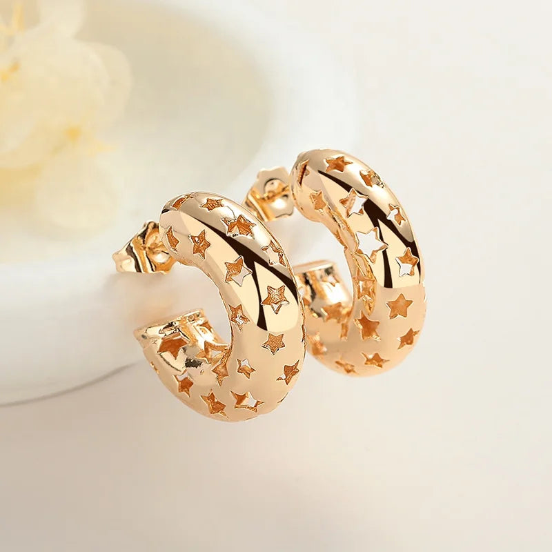 Earrings for Girls Trendy Women'S Gift Jewelry 18K Gold-Plated Zircon Hollow Hanging Earrings Earings Jewelry Women