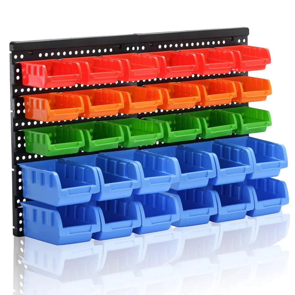 DOOSO Plastic Wall Mounted Storage Bins Parts Rack Organizer Stackable Storage Bins Hardware Storage Organizer