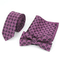 2025 New Fashion Business Style Tie Set 3-Piece Polyester Printed Bow Tie and Pocket Square