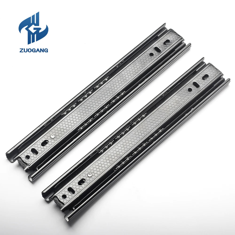 Zuo Gang 45mm Wide Thickened Three Section Steel Ball Guide Rail Drawer Furniture Cabinet Slide Rail with a Load of 45KG