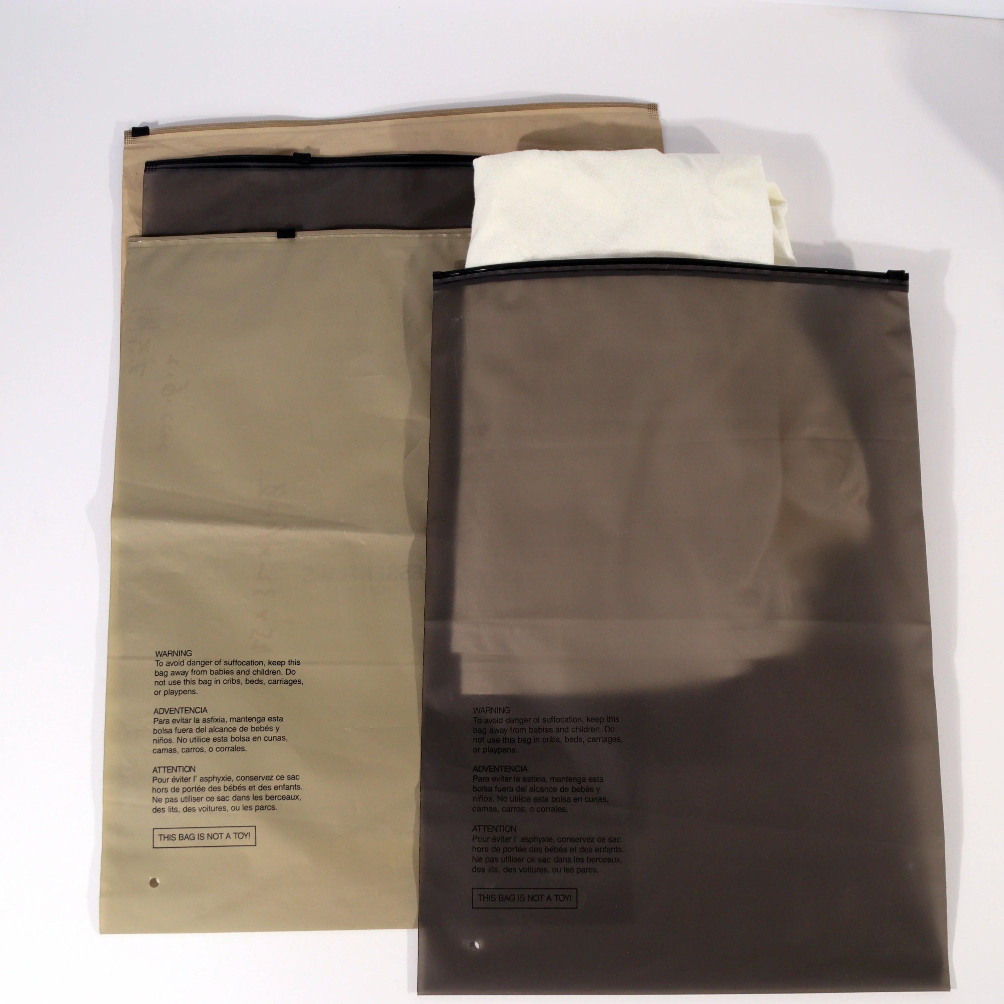 Wholesale Customized Matte Frosted PE Clothing Bag with Zipper Moisture Proof Garment Packing Gravure Printing Surface Handling