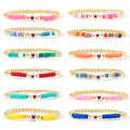 Go2boho Unisex Valentine's Day New Colorful Waterproof Gold-Plated Heart Beaded Bracelet Jewelry for Women Anniversary Gifts