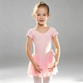 Pink Ballet Leotards with Skirt Gymnastic Ballerina Outfit Dress Classic Short Sleeve dance clothes costume for Girls