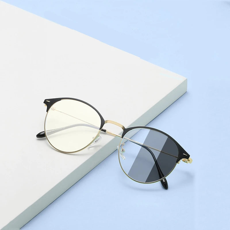 Photochromic Lenses Blue Light Filter Glasses Alloy Retro Lentes De Ciclismo Montures Optiques 2021 Eyeglasses Frames Titanium