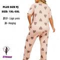 Heart Print Sleepwear Pyjamas Ladies Pajama Set Nightwear Soft Plus Size Women Pajama Set Pajama Supplier