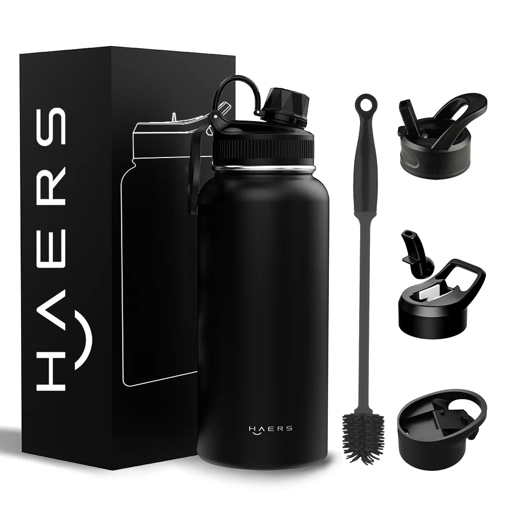 Custom Lead-free 32oz 40oz 64oz Double Wall Vacuum Insulated Stainless Steel Leak-Proof BPA Free Sport Water Bottle Flip Straw