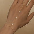 Fashion Jewelry Hand Chain Finger Bracelet 925 Sterling Silver Heart Charm Full Zircon Gold Plated Bracelets for Women