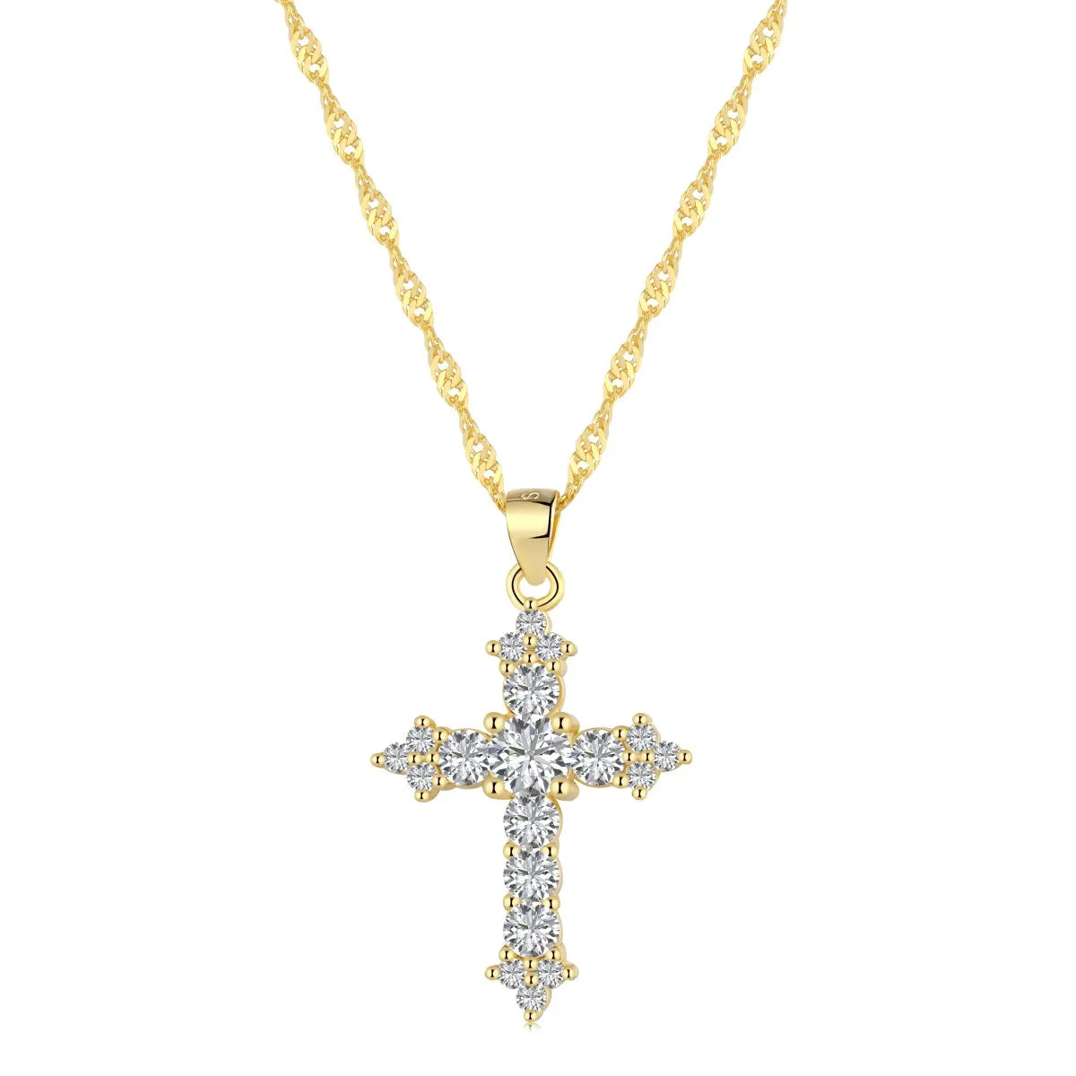 S925 Cross Diamond Necklace Fashionable Simple Versatile Light Luxury Temperament 925 Silver Cross Necklace Pendant