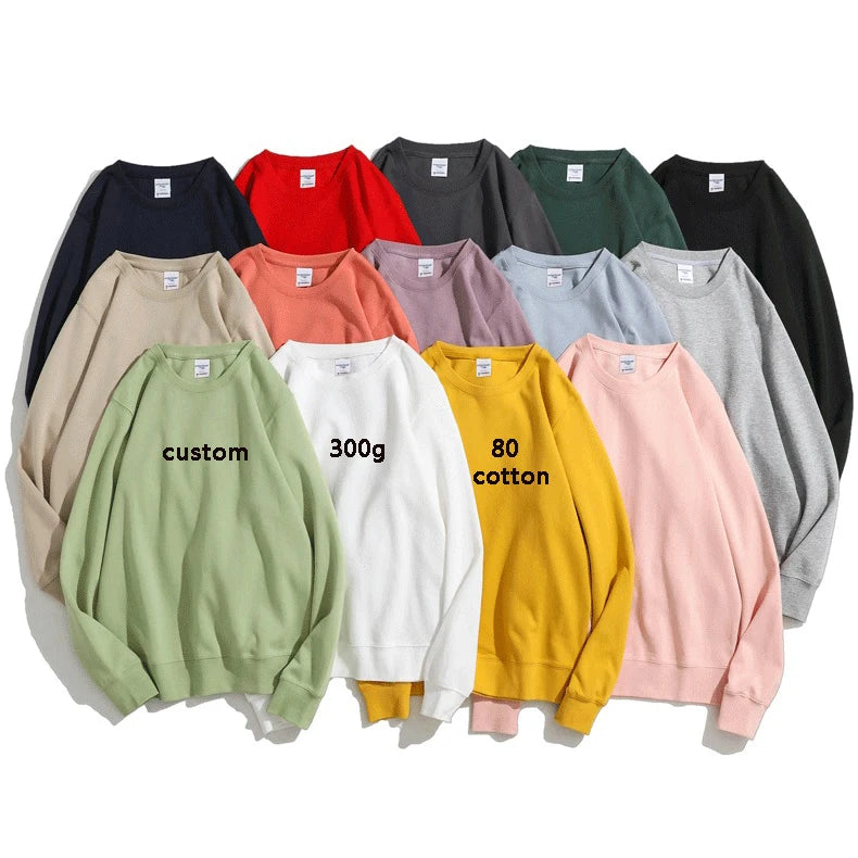 Custom 300g Healthy Cloth Round Neck Logo Black Pullover Heavyweight 80 Cotton 20 Polyester Hoodie Sweatshirt