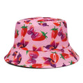 2023 New Creative Fruit Strawberry Printing Multiple Designs Double-sided Fisherman Hat Basin Bucket Hats