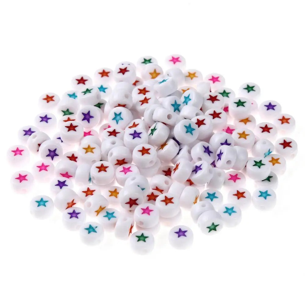 Star Beads Acrylic Plastic for Jewelry Making Bulk Bead Flat Round DIY 4*7mm