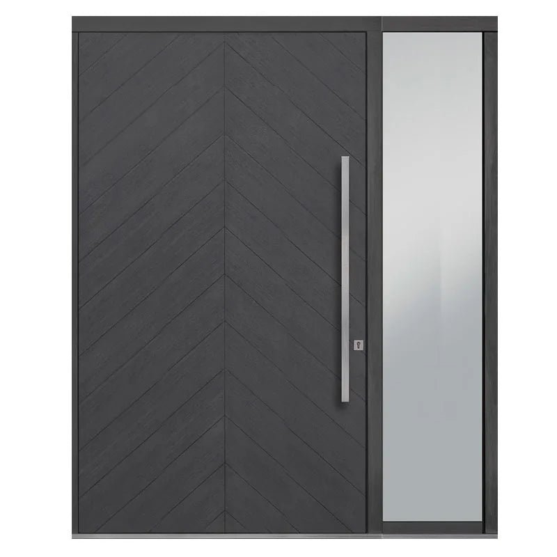 Modern Fancy Front Wooden Exterior Pivot Door Waterproof Composite Material Sound Insulation Customizable Design Finished