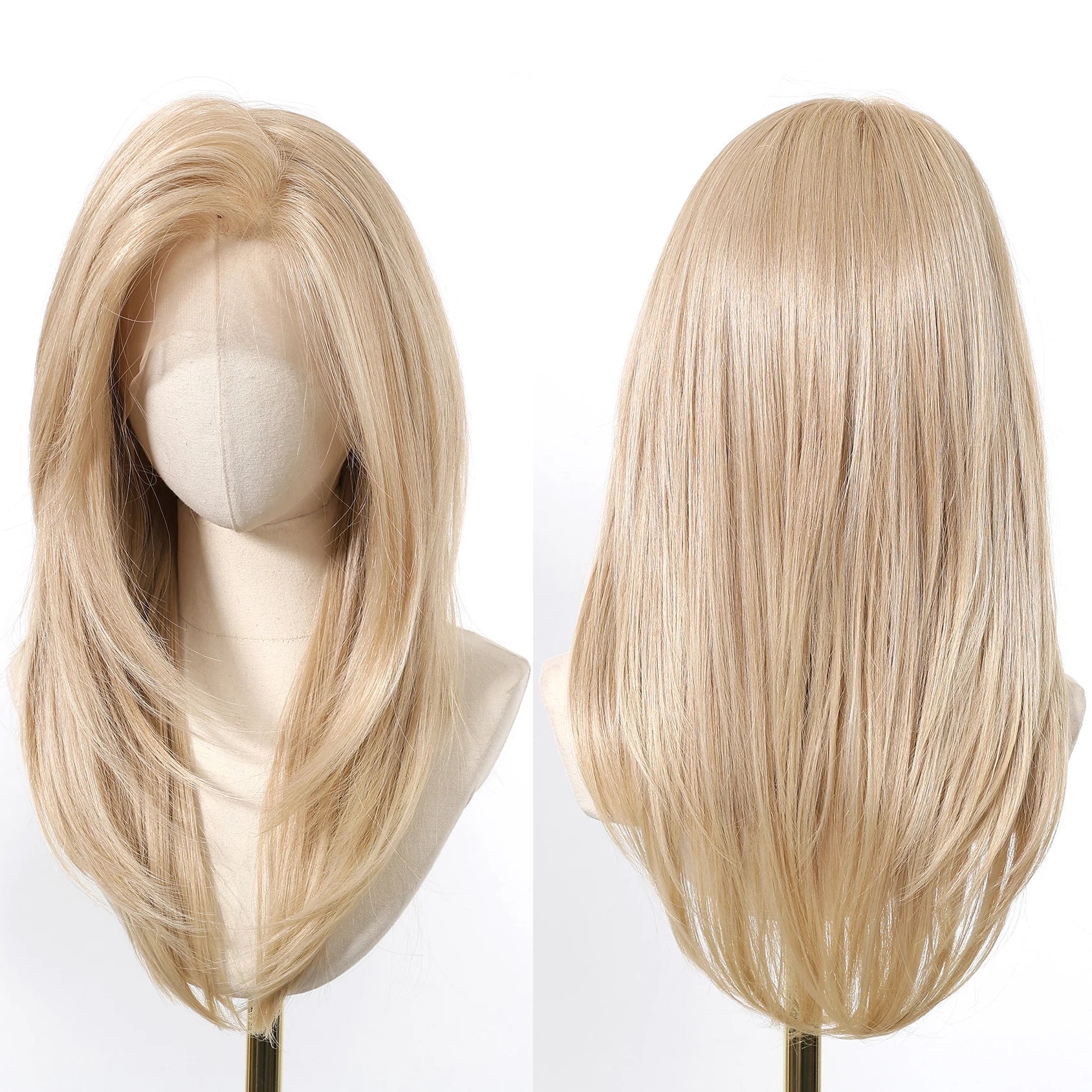 In Stock 13*6 Lace Wig Future Fiber Pure Golden Blonde 613 High Quality Natural Smooth Straight Tube Durable Soft 200%