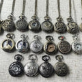 Bronze Vintage Roman Numeral Commemorative Retro Full Hunter Half Hunter Men's Quartz Pocket Watch with Chain